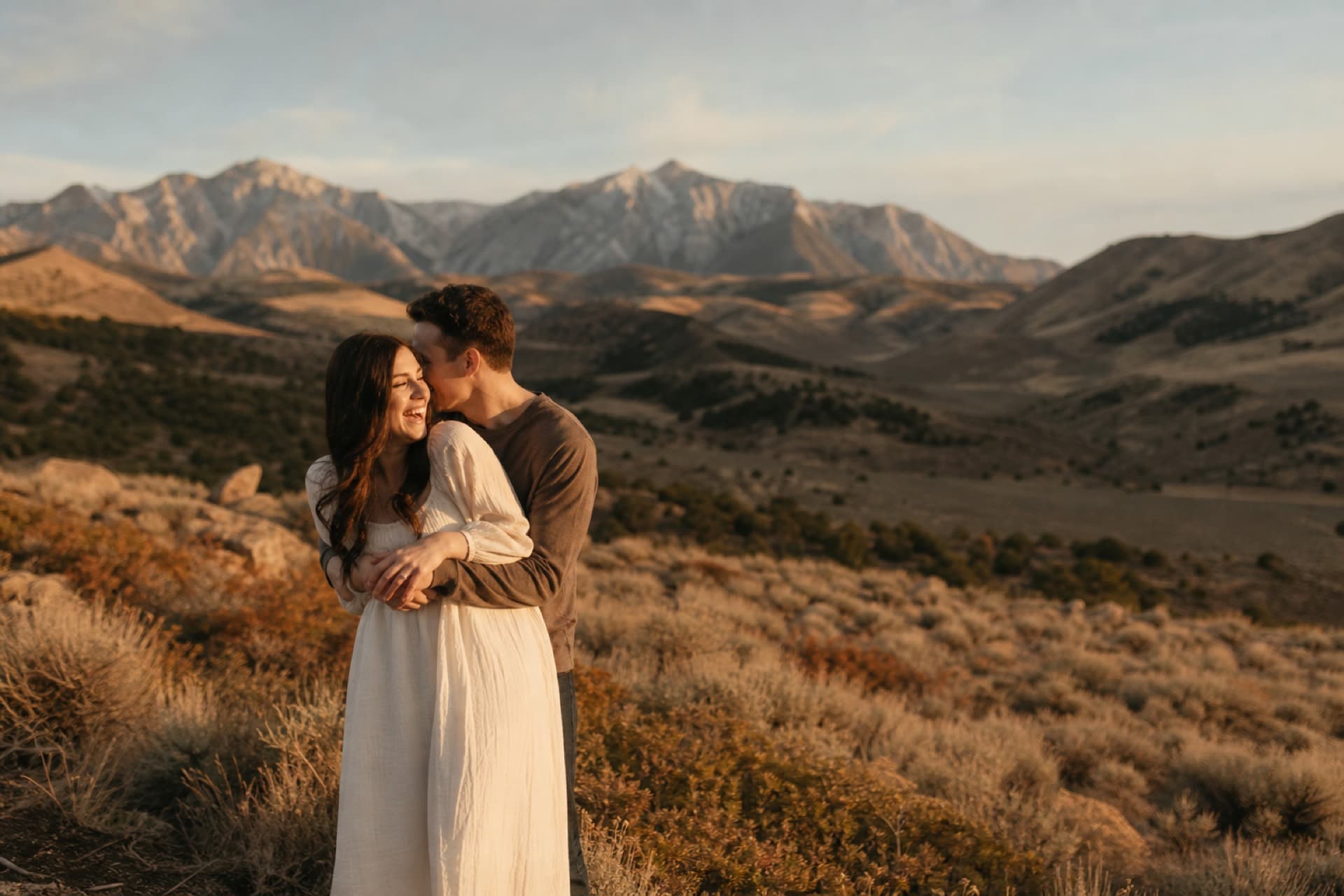 An engaged couple during an outdoor session in Utah